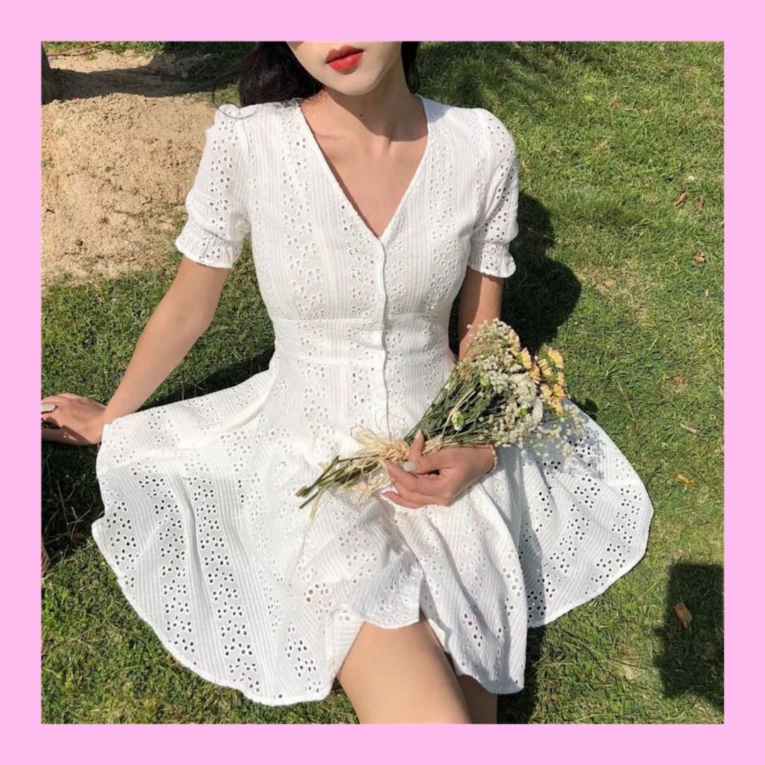 white eyelet summer dress