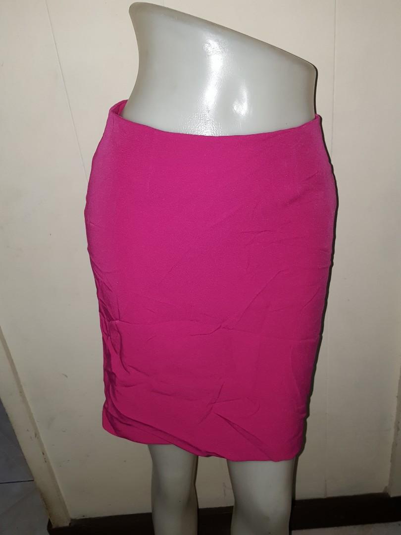 pink pencil cut skirt