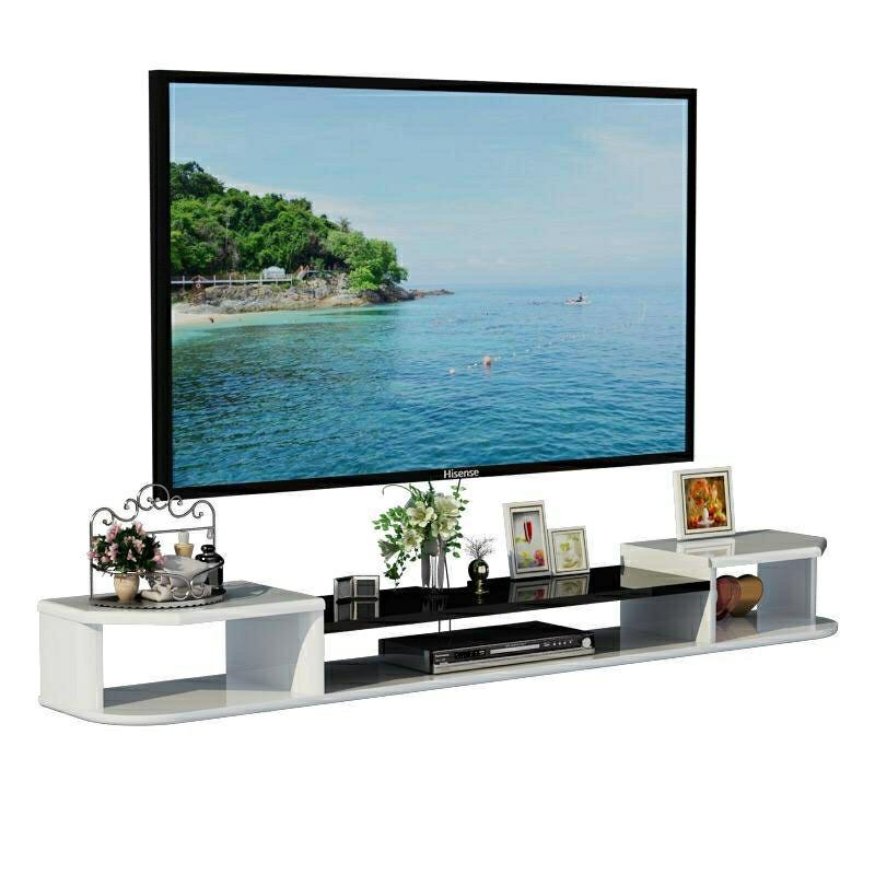 Free Post To West Malaysia Only Ready Stock Wall Mounted Tv Shelf Black White Each As Shown Sample Design Free Delivery Is Applied For This Item Home Furniture Others