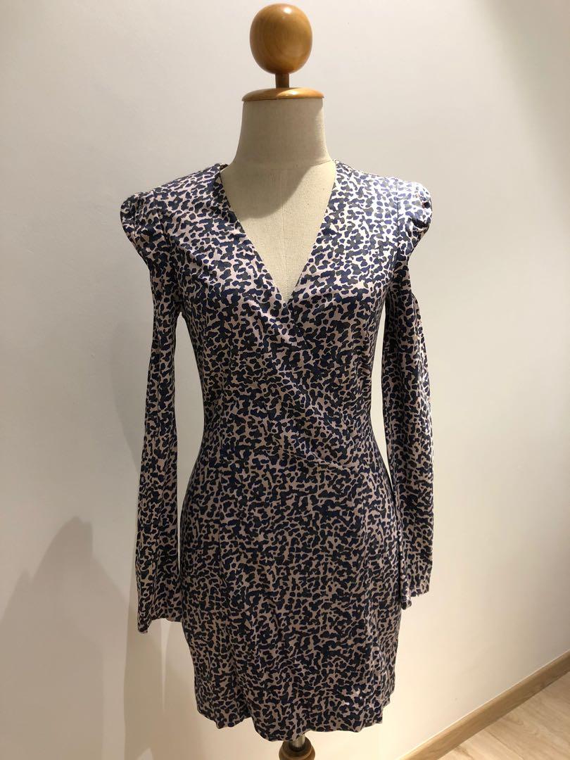 French Connection Blue leopard print dress Women s Fashion Tops