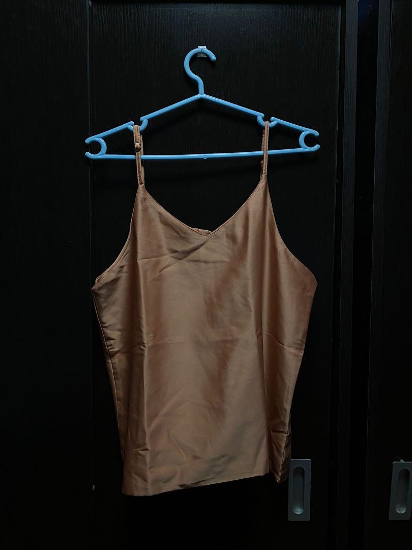 gold satin tank top