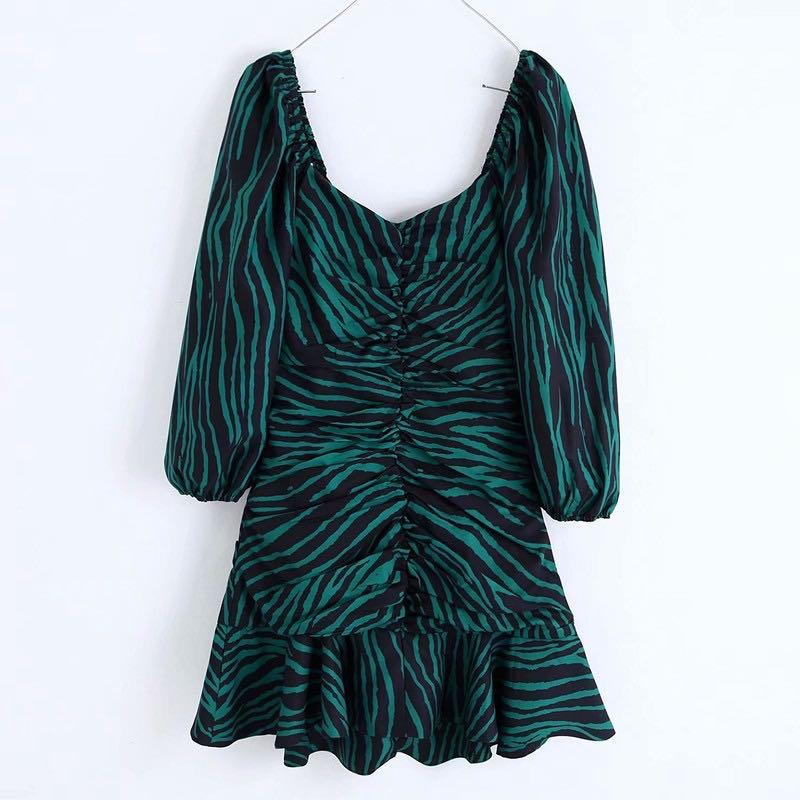 green zebra dress