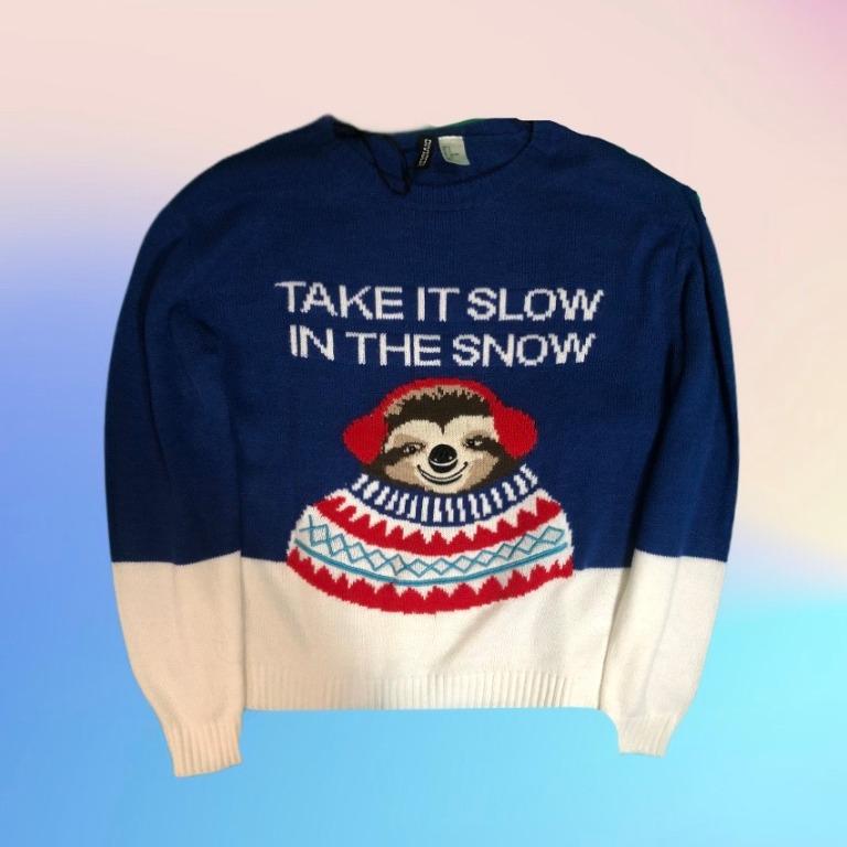 H M Knitted Christmas Sweater Women S Fashion Coats Jackets And Outerwear On Carousell