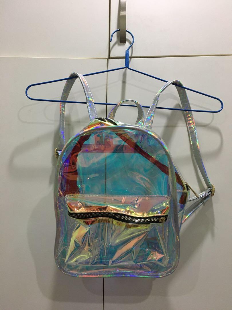 mini backpack holographic