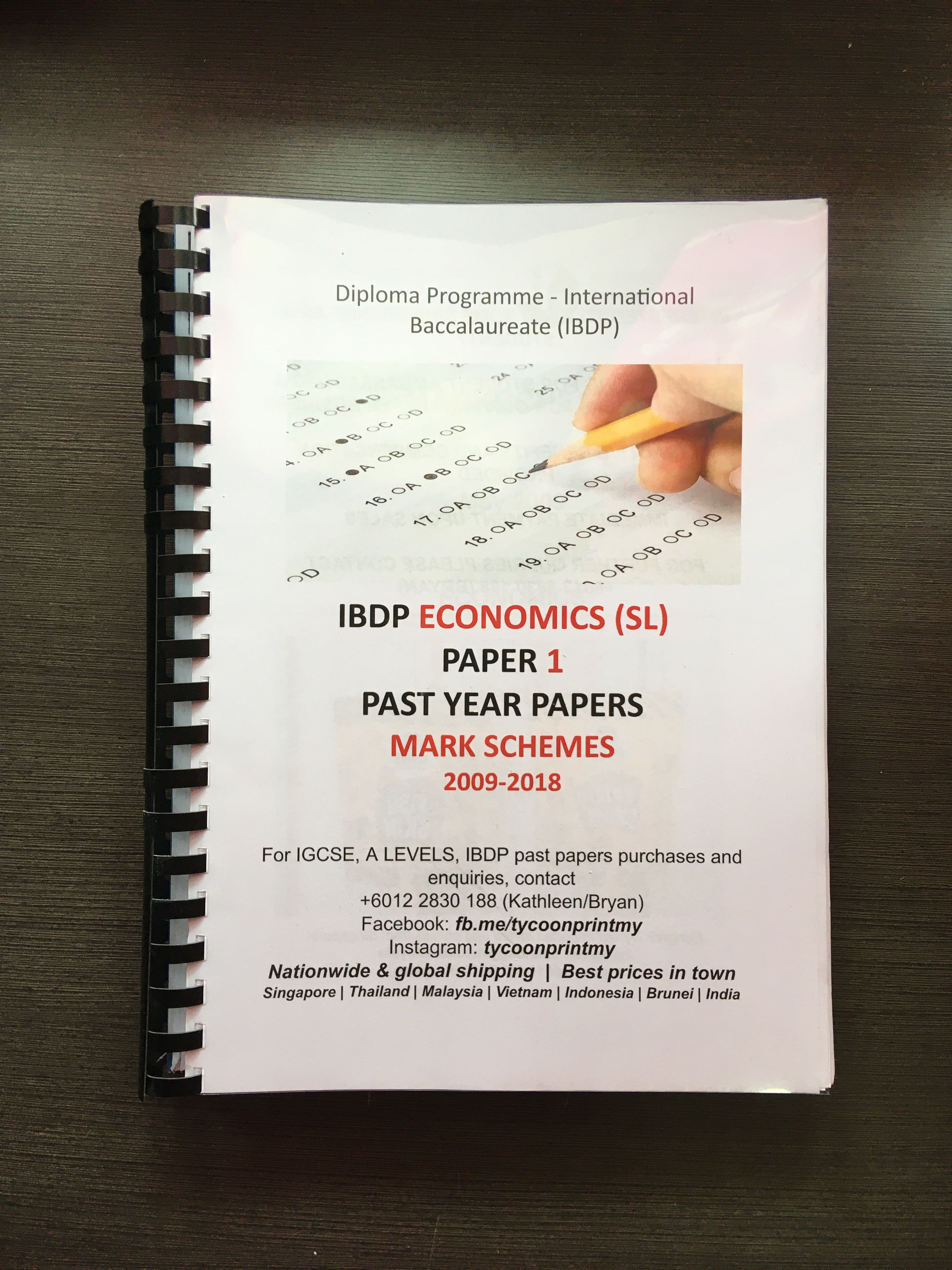 Ibdp Economics Sl Paper 1 Past Year Papers Pyp Marking Schemes 2009 2018 Textbooks On Carousell