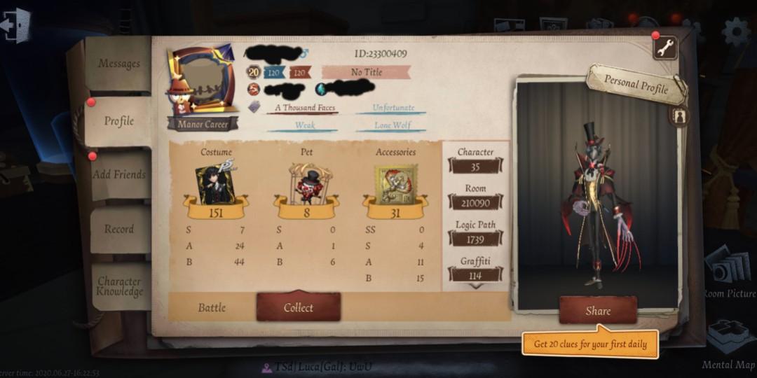 Identity V account for sale, Video Gaming, Gaming Accessories, Game Gift Cards & Accounts on