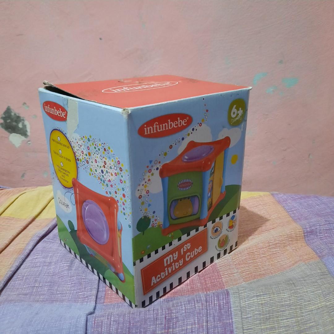 Infunbebe Activity Cube (Category: Infant Playtime) located in Pasig City. Submitted by ambushhh (Listing ID 1016606327, Image 3). Description: Used but still in good condition Yung mirror na gano malinaw pero lahat functioning pa With box RFS: decluttering maglilipat na bahay.