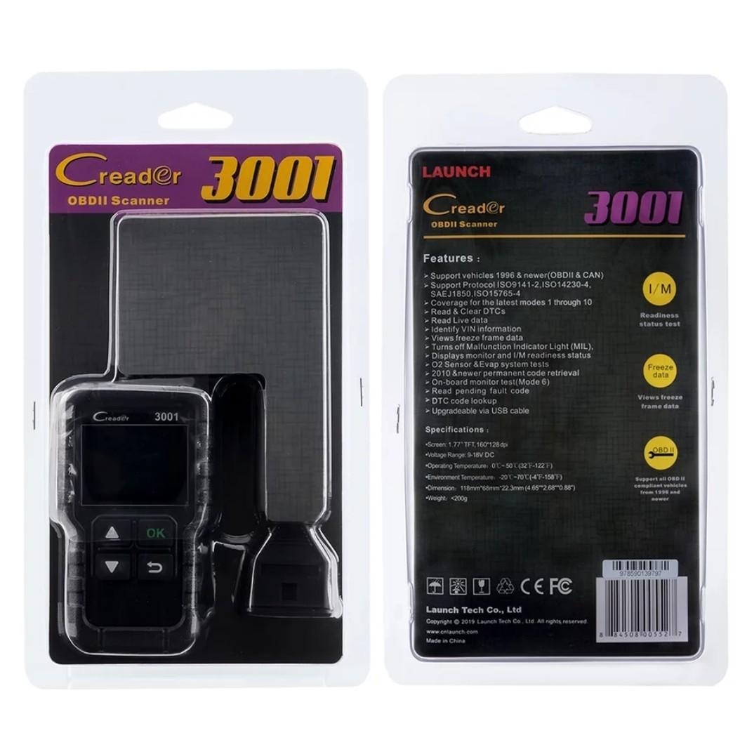 Launch Creader 3001 (Category: Tools & Equipment) located in Singapore. Submitted by shiftspot (Listing ID 1016658898, Image 1). Description: Launch OBD2 X431 reader. - Read codes - Erase codes - MIL fault light indicator - View freeze frame - O2 sensor test - I/M readiness - Vehicle info - Onboard monitor test - Live data - Multi language - EVAP system test - DTC code lookup Works with most cars, but you'll need to check if your car is OBD2 comp