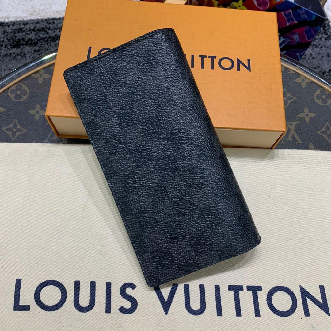 LOUIS VUITTON LV Damier Graphite Portefeuille Brazza Used Wallet N62665  #AG491 Y