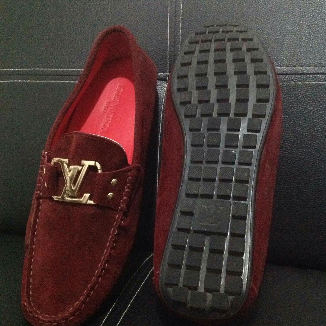 Louis Vuitton red loafers, Luxury, Apparel on Carousell