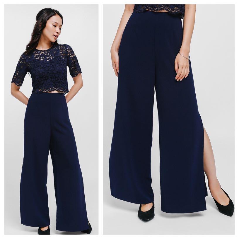 High Waist Navy Blue Trousers, Women's Fashion, Bottoms, Other Bottoms on  Carousell