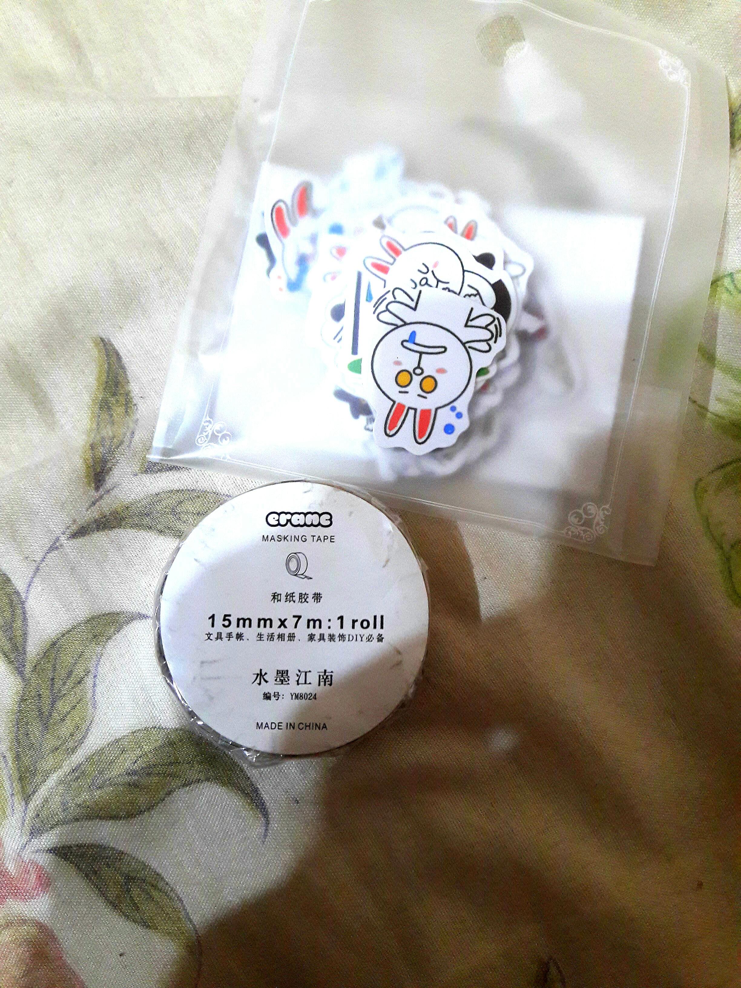 Masking tape and line emoji stickers for bullet journaling, Hobbies