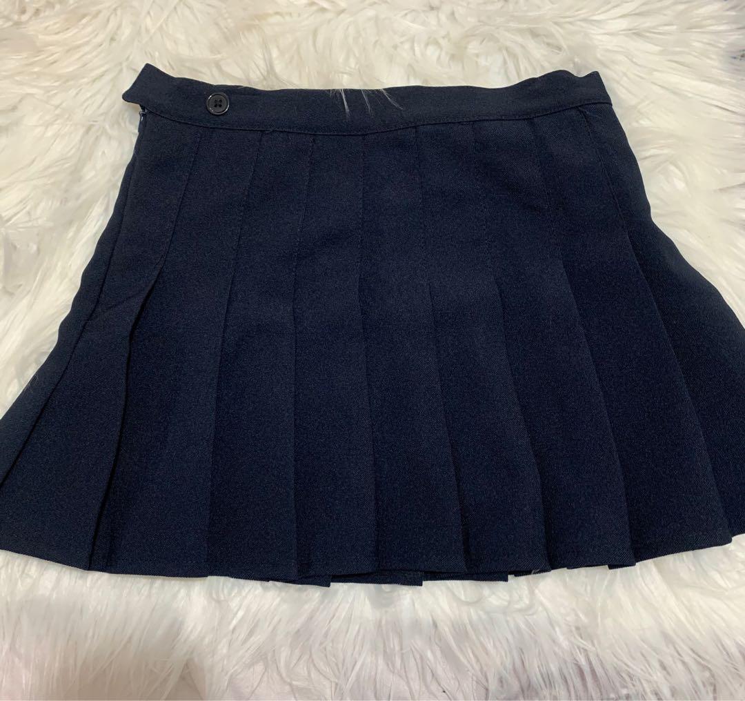 Navy Blue Skater Skirt, Women's Fashion 