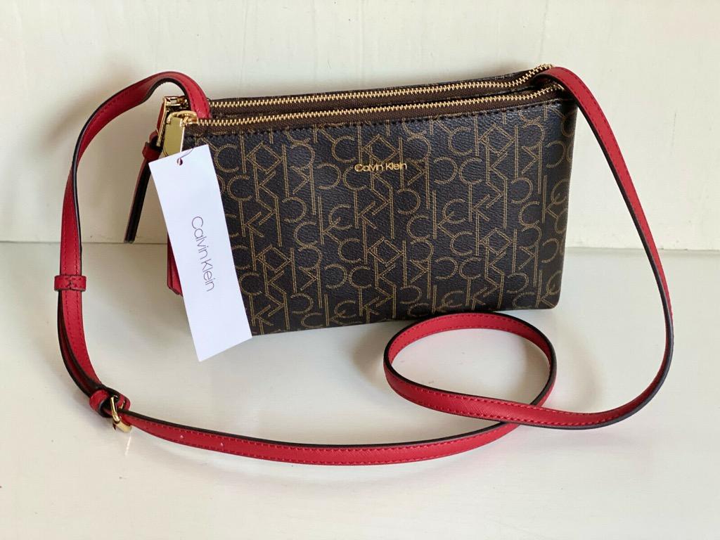 CALVIN KLEIN CK BROWN RED DOUBLE ZIP