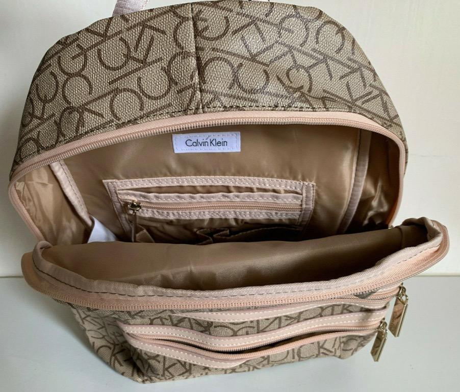Calvin Klein Women's CK Signature Backpack Luggage Bag Brown