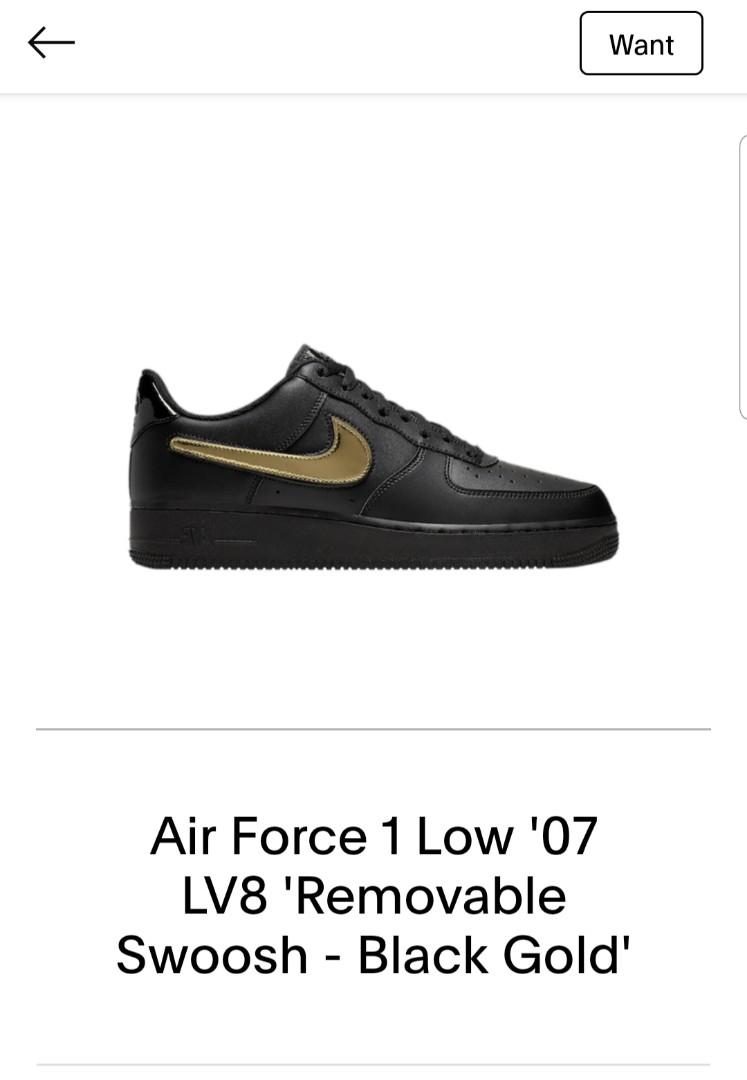 nike air force 1 removable swoosh black