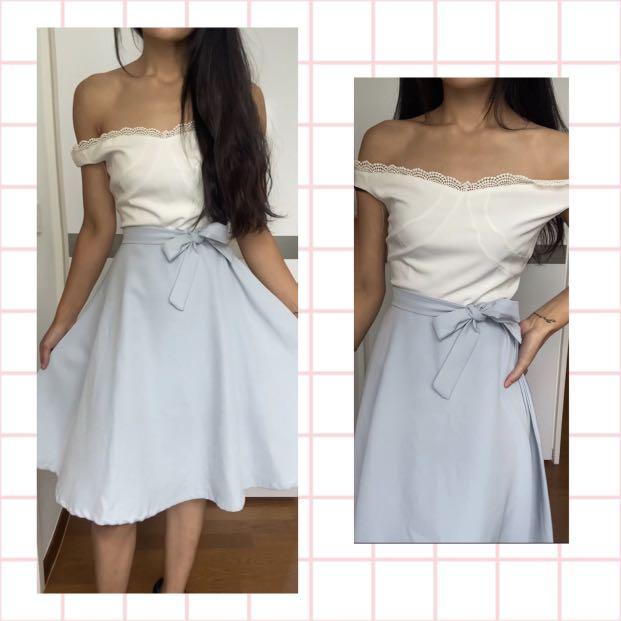 off shoulder midi dress formal