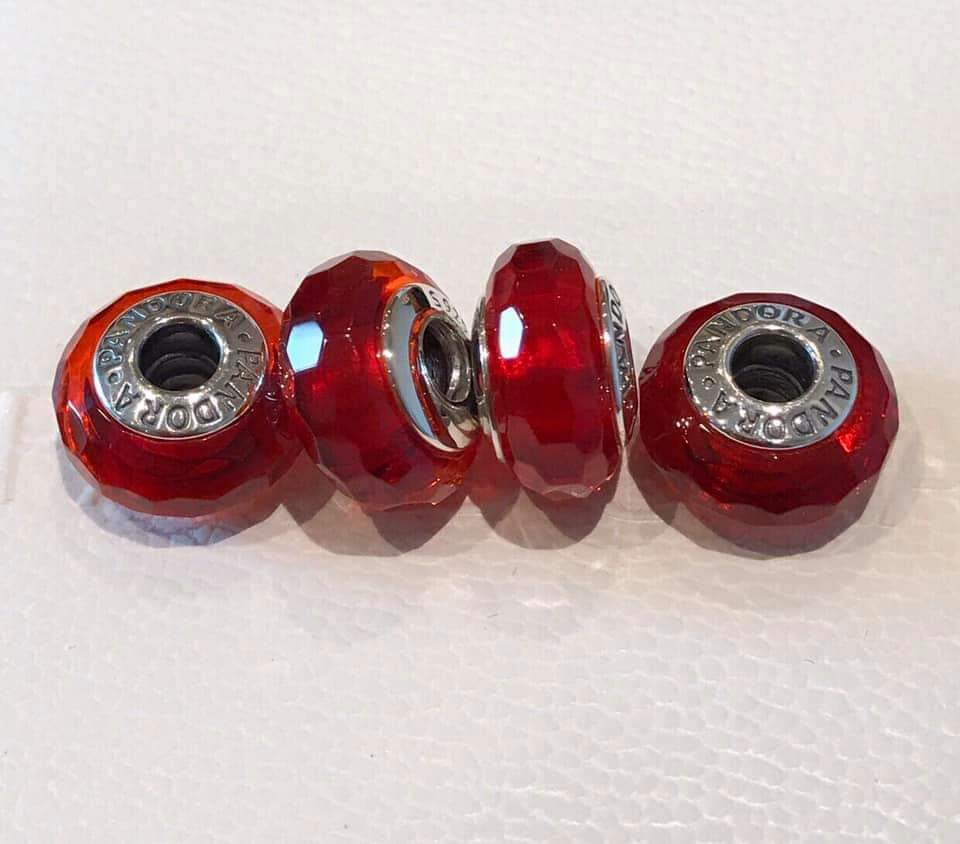 pandora red murano glass bead