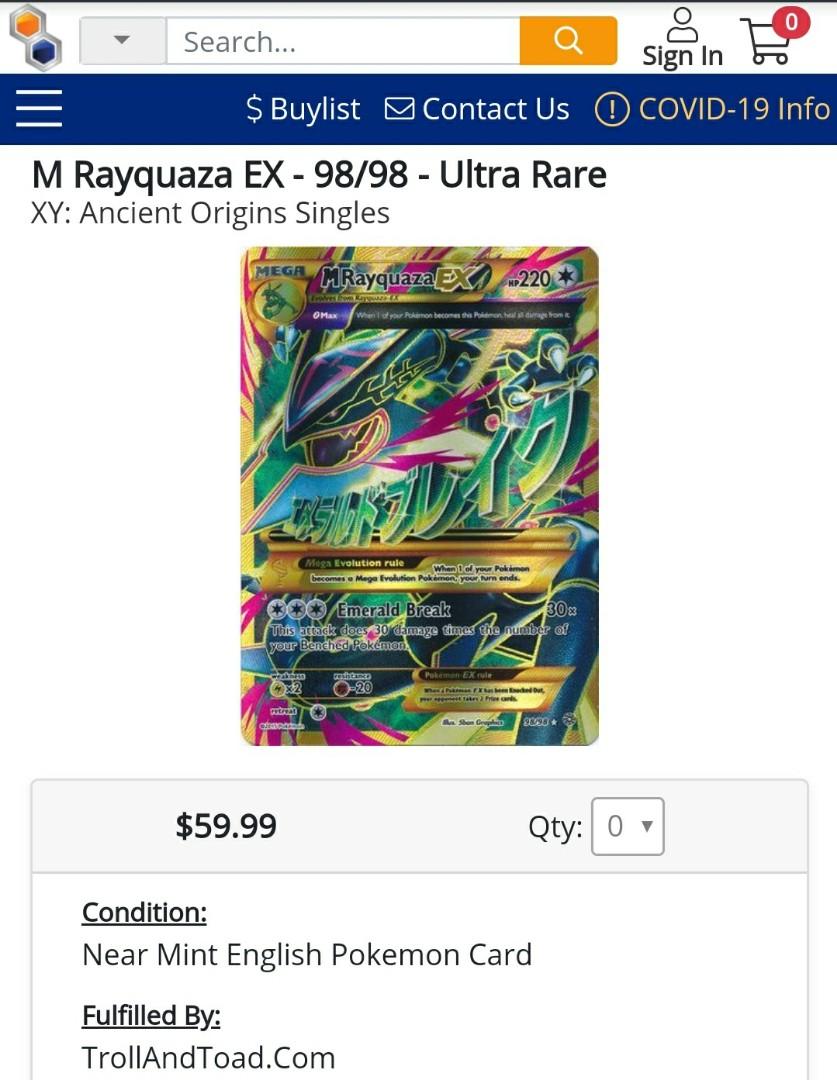 M Rayquaza EX 98/98 - XY Ancient Origins MEGA Shiny Ultra Rare
