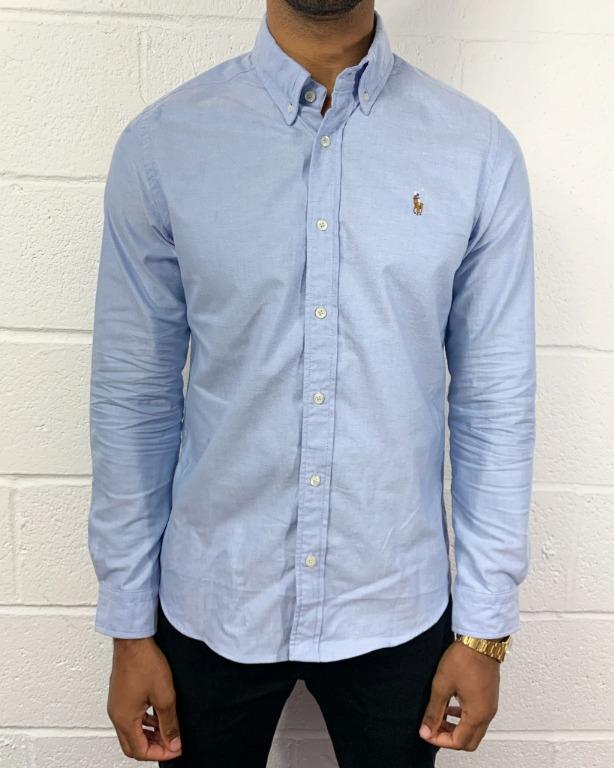Polo Ralph Lauren Custom Fit Oxford Shirt Blue Men s Fashion