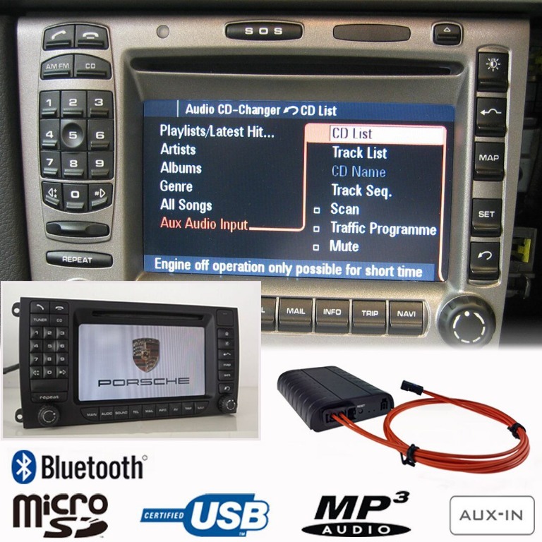 Porsche Bluetooth 997 Cayenne Boxter Cayman 保時捷原車機頭增加藍牙裝置a2dp Usb Aux In 汽車配件 電子配件 Carousell