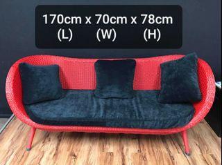 Red Rattan Sofa