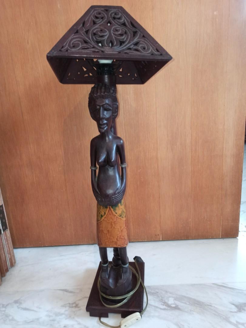Rustic theme table lamp (Category: Coffee & Tea Tableware) located in Singapore. Submitted by lifesparkle (Listing ID 1016567496, Image 1). Description: Bought from boutique furniture shop. Suit Rustic theme house. H: 80cm Base: 20cm X 16cm.