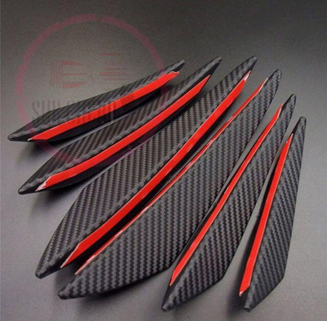 6pcs Carbon Fiber Style Car Front Bumper Lip Splitter Body Spoiler Canards