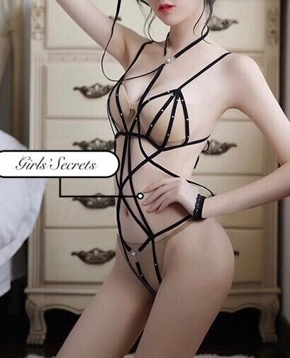 Sexy lingerie/bandages tied with hollow breast suit /one piece  /harness/elastic, Women's Fashion, Dresses & Sets, Jumpsuits on Carousell