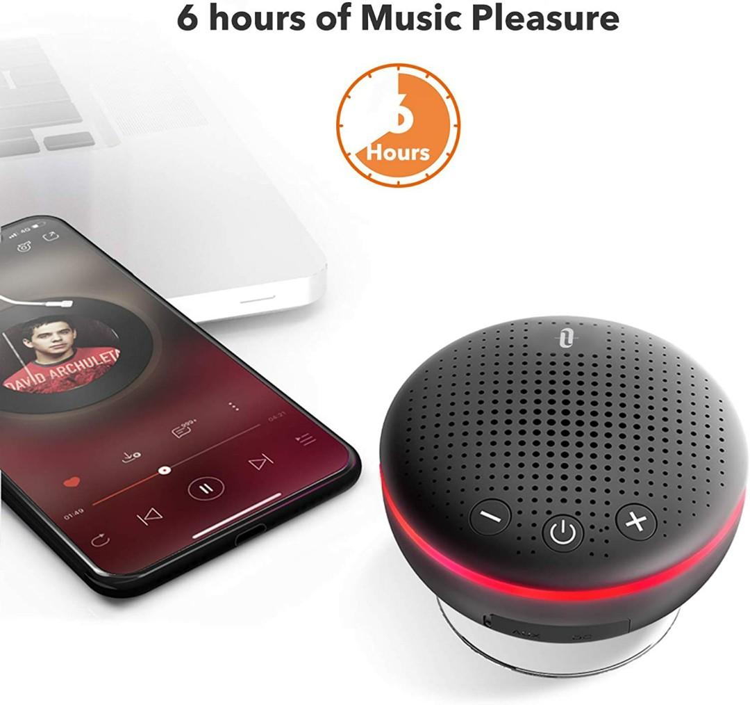 TaoTronics Bluetooth Shower Speaker 2019 Upgraded Waterproof Wireless Bluetooth Speaker IPX7 Build in Microphone Solid Suction Cup 6 H Play