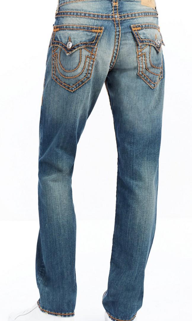 white and red true religion jeans