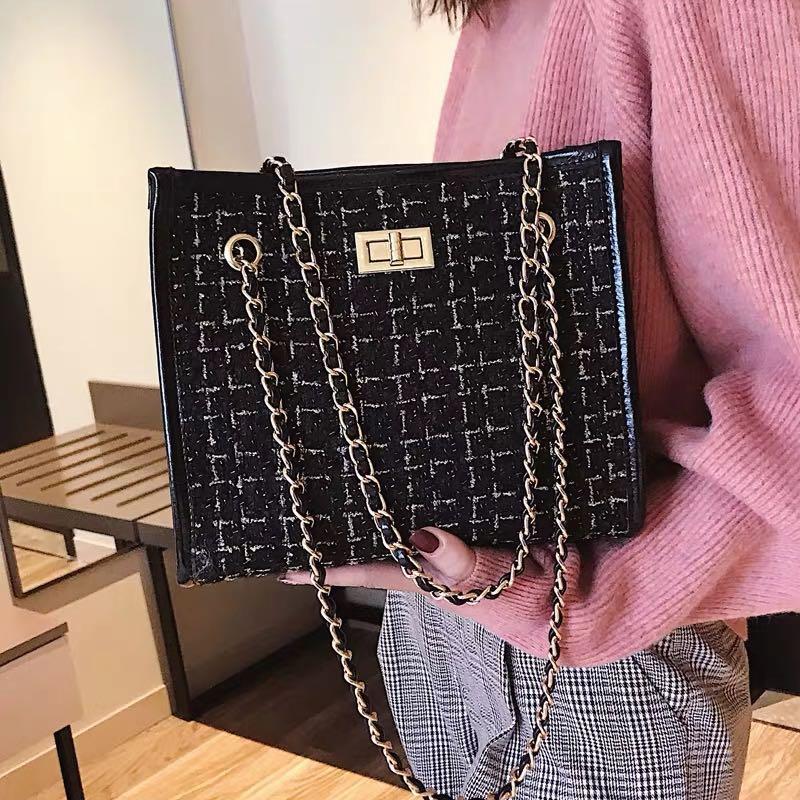 tweed chain bag