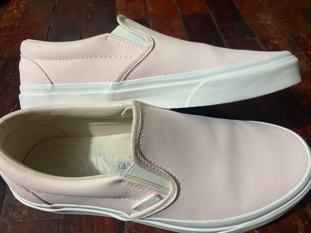 Vans Slip Ons (pink leather), Women's 