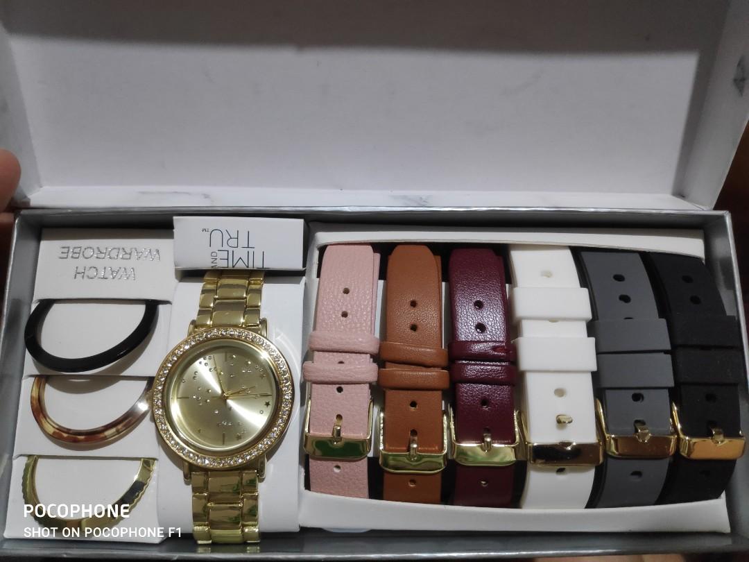 Time and tru interchangeable bezel sale and strap watch set