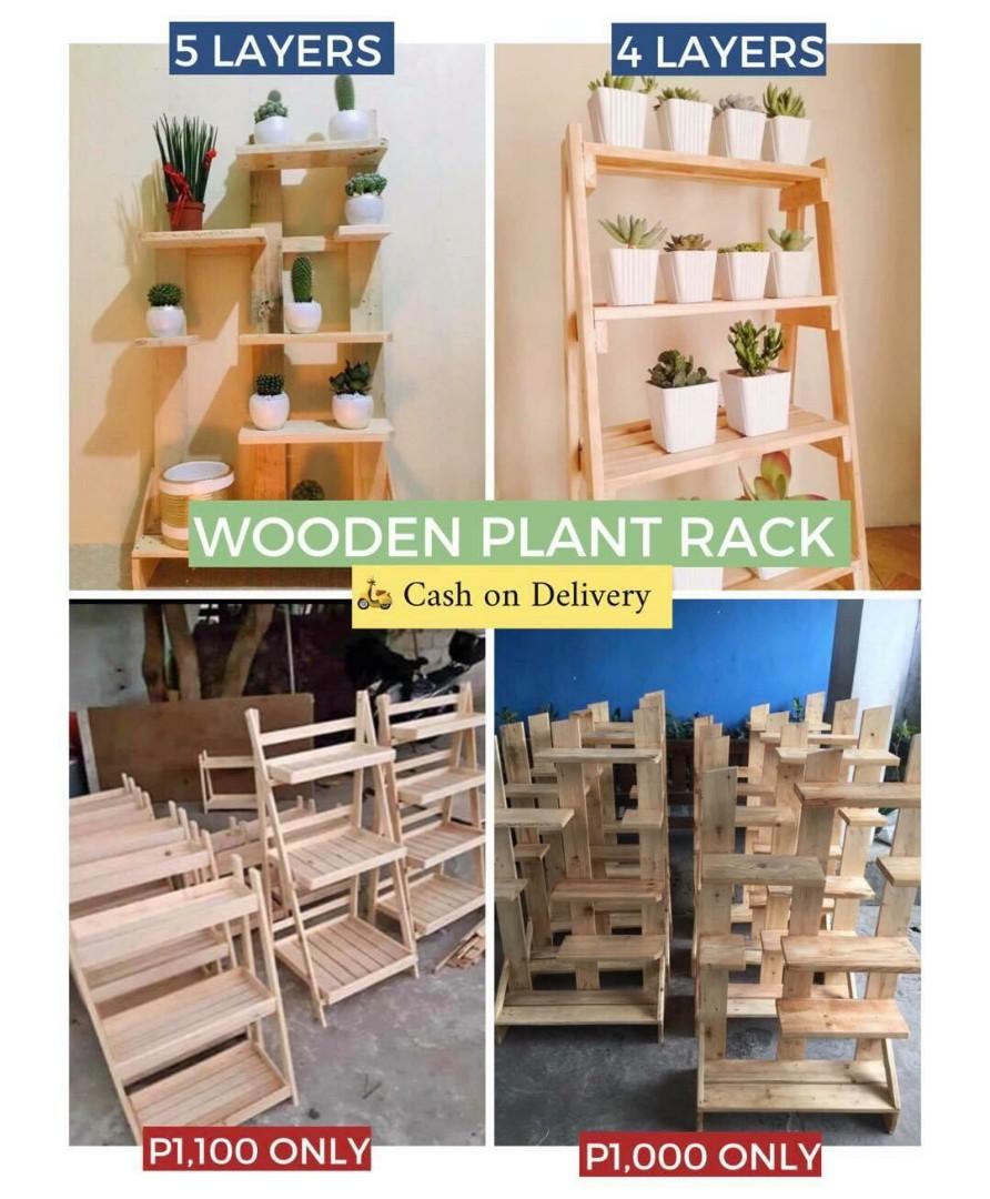 Free SF Wooden plant rack, Furniture & Home Living, Gardening, Plants
