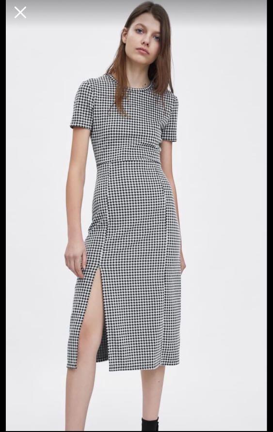 checkered dress zara