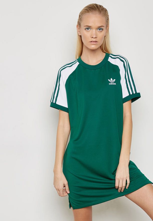 Adidas 3 stripe green dress, Women's 