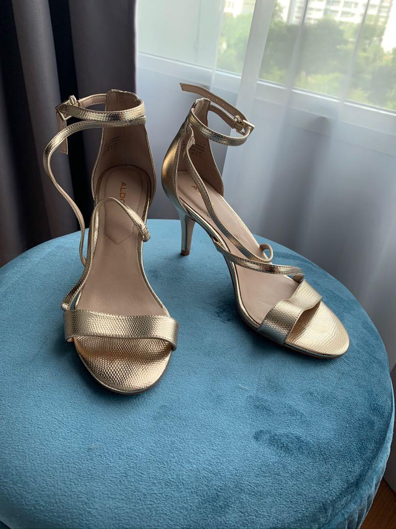 strappy heels gold