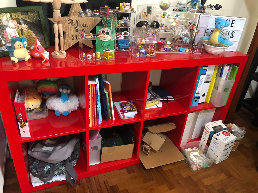 Beautiful glossy red Ikea display shelf, Furniture & Home Living