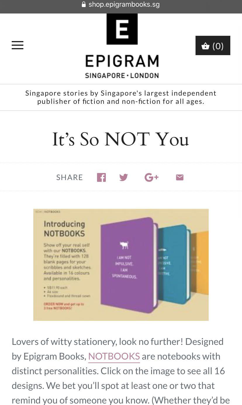 BRAND NEW EPIGRAM Funny Quote Notebook, Hobbies & Toys, Stationery