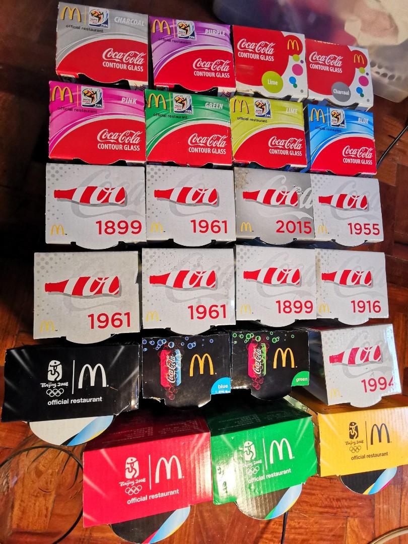 Coca Cola x McDonalds glasses 26 pcs (Category: Vintage Collectibles) located in Makati City. Submitted by mrkutd (Listing ID 1016891060, Image 1). Description: Assorted Coca Cola x McDonalds glasses 26 pcs 24 with packaging 1 no packaging Buyer pays for shipping via Mr Speedy Or pick up in Paranaque.