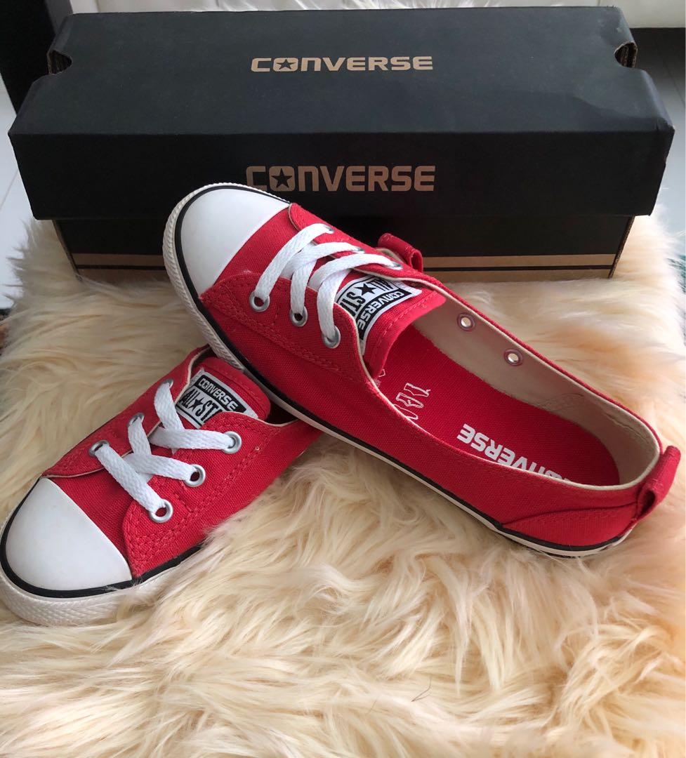 converse ballet lace red