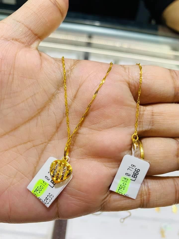 Emas 375 Set Rantai Loket Bajet All Gold Women S Fashion