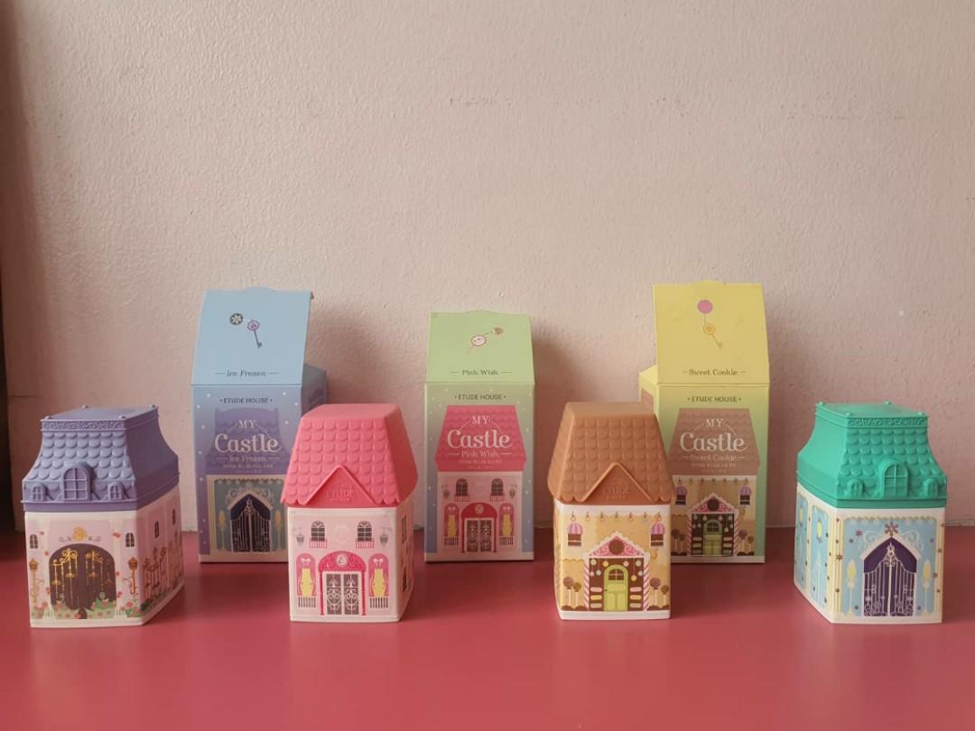 Etude house 30ml empty containers w/ box (Category: Health Food, Drinks & Tonics) located in Manila. Submitted by destash2restash3 (Listing ID 1016736951, Image 1). Description: all are thoroughly cleaned and washed all have boxes except the green house 80php each.