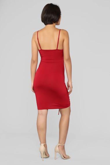 shanghai ruched dress burgundy FashionNova Shanghai Ruched Dress