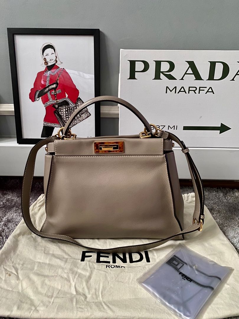 Fendi Peekaboo Iconic Medium Dove Grey Women s Fashion Bags