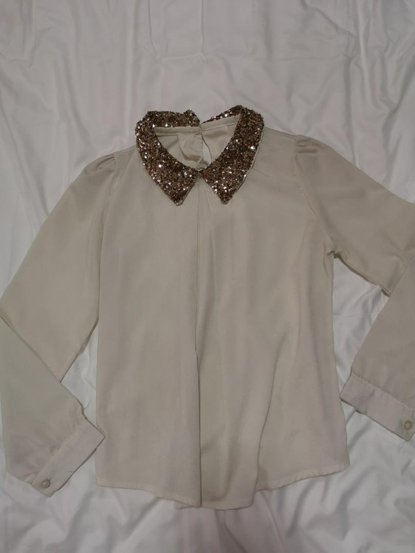 Sequin hotsell collar blouse