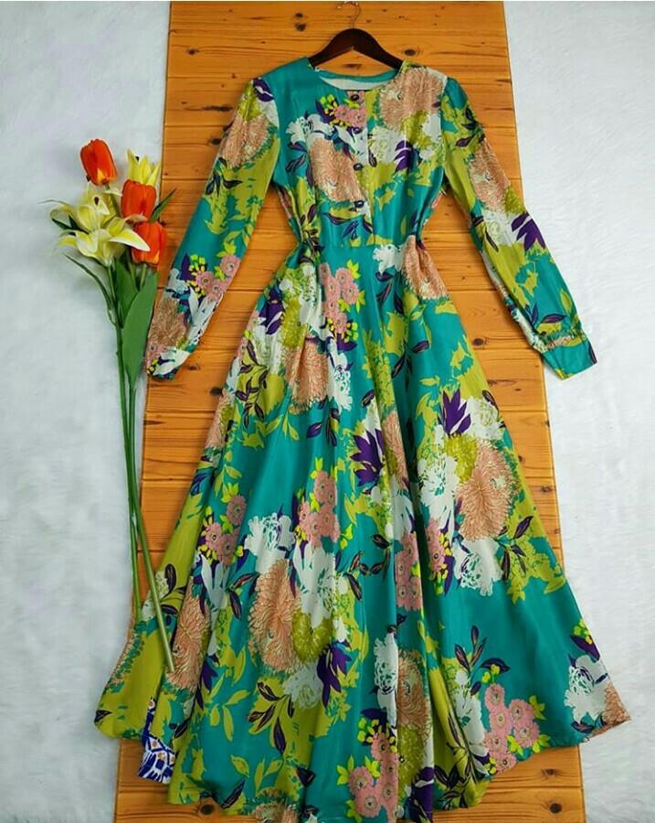 floral maxi dress green