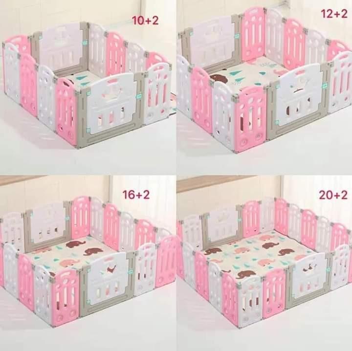 pink and grey playpen