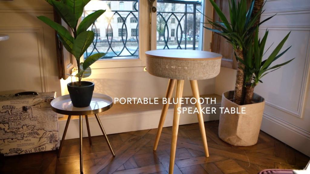 victrola bluetooth wood speaker stand with dual usb ports